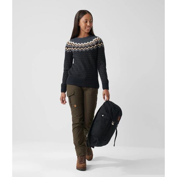 FJALLRAVEN Womens Ovik Sweater Medium Blue Dark Navy Fairisle Wool Crewneck NWT - Picture 2 of 11